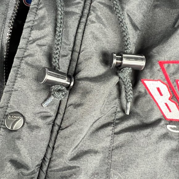 VTG 90s Logo 7 Chicago Bulls Jacket Extra Large Black & Red Full Zip Puffer Coat - Picture 6 of 16